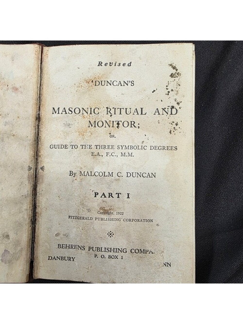 1922 Duncan's Masonic Ritual and Monitor Parts I & II Book Set Antique